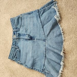 Low high Jean ruffle skirt